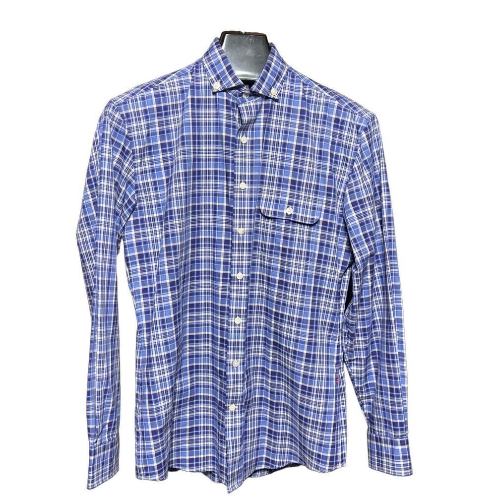 Rye 51 Blue Plaid Long Sleeve Button Up Shirt Size Small